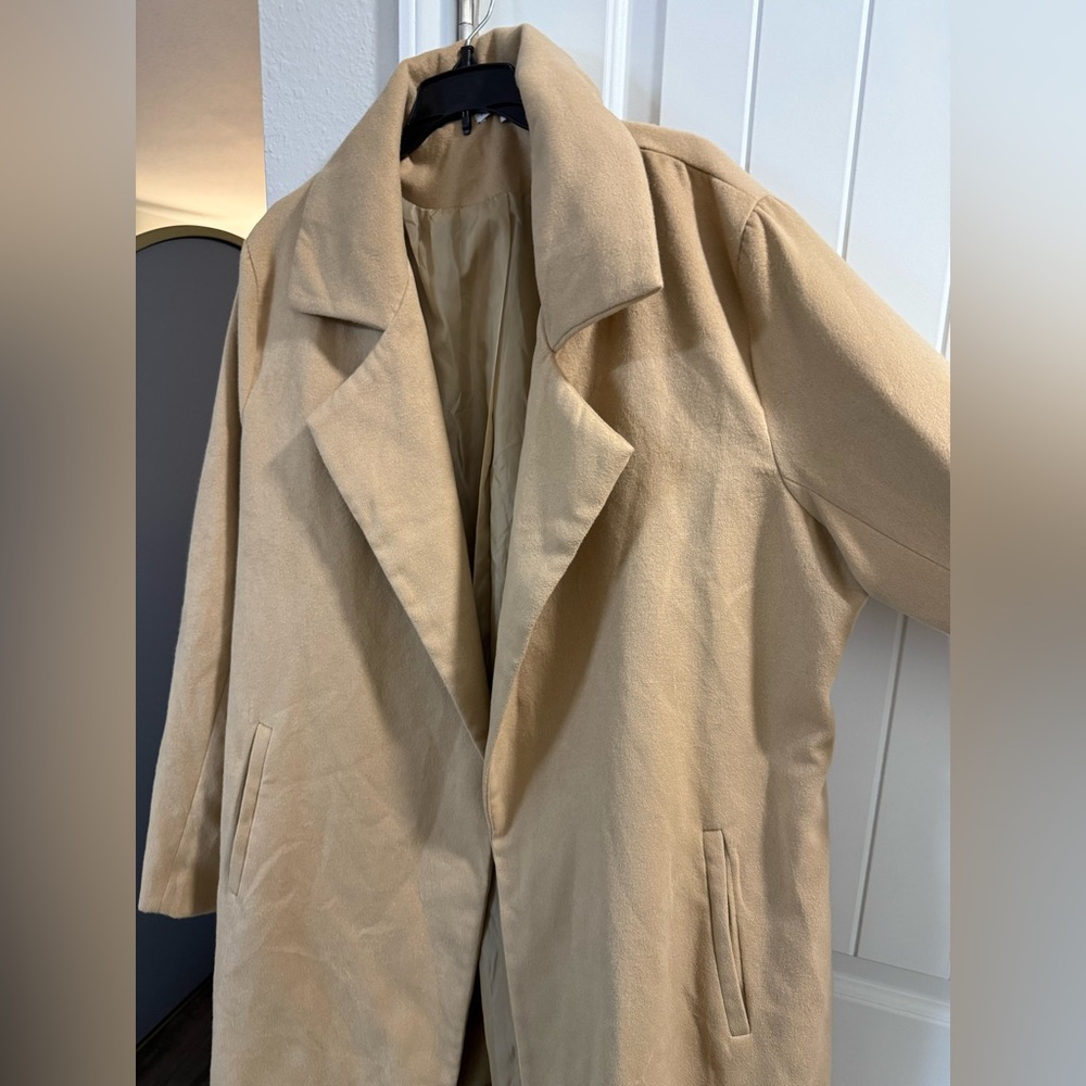 Fashion Nova Plus Longline Camel Coat – Size 3X